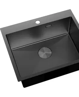 Kuchynské drezy MEXEN MEXEN - Solix oceľový drez 1-bowl 600 x 500 mm, čierna 6408601000-70