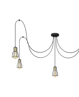 Svietidlá  Luster na lanku TUBE LONG 5xE27/15W/230V čierna/zlatá W-KMD 1924/5K BK+GO+BK