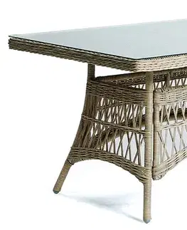 Stolčeky DEOKORK Zahradný stôl z umelého ratanu OXFORD 160x90 cm