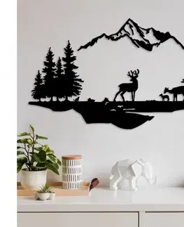 Obrazy  Nástenná dekorácia 2ks 70x38 cm jeleň kov/čierna 891TNL3167