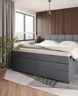 Postele KONDELA April boxspringová manželská pocketová posteľ sivá