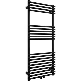 Radiátory do kúpeľne CERANO - Kúpeľňový radiátor Luigi - stredové pripojenie 50mm/bočné - 545W - čierna matná - 1200x500 mm CER-429694