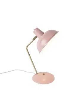 Stolné lampy Retro stolná lampa ružová s bronzom - Milou