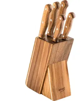 Kuchynské nože LT2080 SET 5 nožov v bloku WOOD LAMART