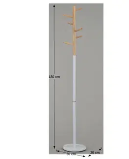 Stojacie vešiaky KONDELA Horst vešiak biela / prírodná