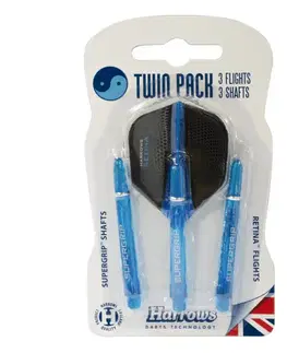 Násadky na šípky Násadky a letky Harrows Twin Pack Medium Aqua