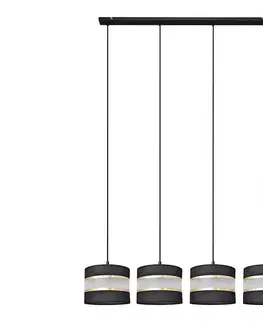 Svietidlá  Luster na lanku HELEN 4xE27/15W/230V čierna/zlatá W-L 0801/4 BK+GO+MAT