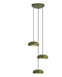 Závesné svietidlá Retro zelená závesná lampa s kovovým tienidlom 6-svetelná - Macaron