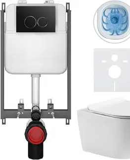 Záchody CERANO - Kompletný WC set Basic/Felci - biela lesklá - WC tlačidlo Dualo/Čierna - na zamurovanie - 53x37 CER-8050BD86066