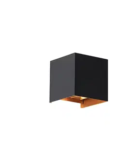 Vonkajšie nástenné svietidlá Vonkajšia nástenná lampa čierna so zlatom vrátane LED 2-svetlo IP54 - Edwin