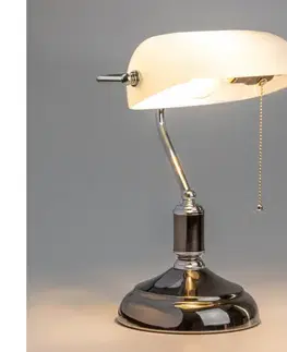 Lampy Brilagi - Stolová lampa BANK OFFICE 1xE27/60W/230V čierna/strieborná/biela L352-BI/CRSTR