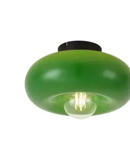 Stropné osvetlenie Retro stropné svietidlo čierne so zeleným sklom 30cm - Glaze