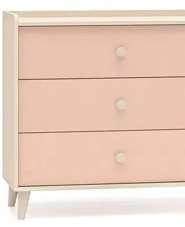 Komody do spálne Komoda Mevel 06 Púštny Piesok/Millenial Pink