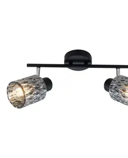 Stropná svetla Stropné svietidlo Bill, čierne, 2x40W, E27, dymové tienidlo