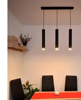 Svietidlá  LED Luster na lanku TUBA 3xGU10/4,8W/230V čierna W-L 1111/3 BK