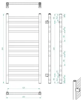 Radiátory do kúpeľne SAPHO - METRO vykurovacie teleso 450x890 čierny mat IR400TB