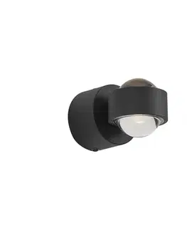 Nástenné osvetlenie Dizajnové nástenné svietidlo čierne vrátane LED IP44 - Lens