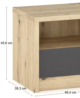 Nočné stolíky NABBI Daicos N nočný stolík (2 ks) dub artisan / sivá
