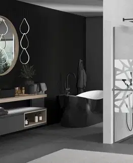 Sprchové dvere MEXEN/S - Kioto+ Sprchová zástena s poličkou WALK-IN 90 x 200, biela vzor, grafit metal 800-090-121-95-85
