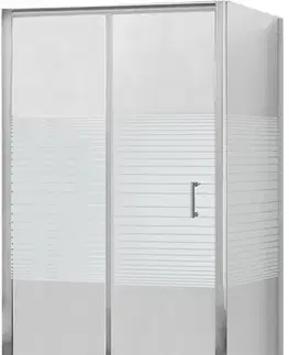 Vane MEXEN/S - Apia sprchovací kút posuvný 90x80, sklo transparent / pruhy, chróm + vanička 840-090-080-01-20-4010