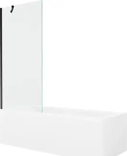 Sprchové dvere MEXEN/S - Cubik obdĺžniková vaňa 160 x 70 cm s panelom + vaňová zástena 80, transparent, čierna 550316070X9508000070