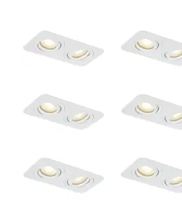 Zapustené svietidlá Sada 6 zaoblených zapustených bodových svetiel biela GU10 50 mm otočné a naklápacie IP44 2-svetlá - Alberto