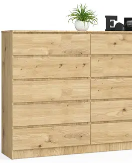 Komody a skrinky Moderná široká a vysoká komoda, HERMÍNA160, dub Artisan