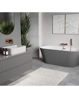 Vane MEXEN/S - Oris voľne stojaca vaňa nástenná reliéf 150 x 75, biela/sivá, sifón a prepad meď kartáčovaná 52871507562-65