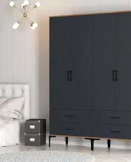Šatňové skrine Šatníková skriňa Kumsal TT - Walnut, Anthracite