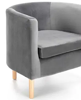 Kreslá HALMAR Clubby 2 kreslo sivá / prírodná