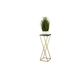 Stojany na kvetiny HowHomely Stojan na kvety LOFT 70x24 cm zlatá/čierna 10-1630-70-GB-MDF