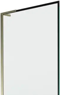 Sprchové dvere MEXEN/S - Next L vaňová zástena FIX 80 x 150, čierna vzor, zlatá 895-080-000-03-70-50