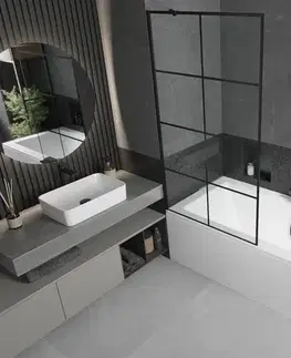 Sprchové dvere MEXEN/S - Cube obdĺžniková vaňa 170 x 80 cm s panelom + vaňová zástena 90, čierna vzor 550517080X9509007077