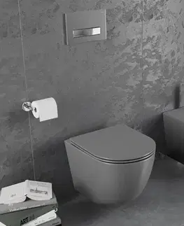 Záchody MEXEN - Závesná WC misa vrátane sedátka s slow-slim čierna matná 30224071