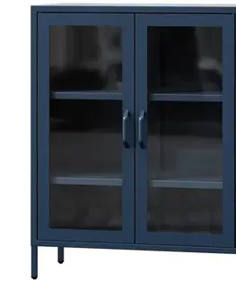 Vitríny v podkrovnom štýle Vitrína Kovová Gina Modern Dark Blue