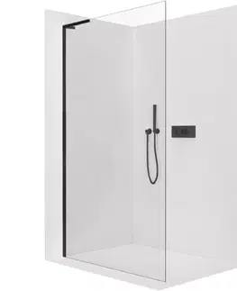 Sprchové dvere CERANO - Sprchová zástena Walk-in Onyx L-ľavá vzpera - 8 mm - čierna matná, transparentné sklo - 140x200 CER-8050BD784