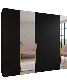 Šatníkové skrine Skriňa Piano 2-300 (2x150) čierna/zlatá