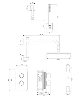Sprchy a sprchové panely OMNIRES - CONTOUR termostatický podomietkový sprchový systém zlatá kartáčovaná /GLB/ SYSCT11GLB
