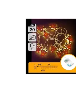 Vianočné dekorácie  B.V.  - LED reťaz 20×LED/3×AA, 3 m, teplá biela, sob B10303Q73