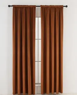 Závesy MKLozkoviny.sk Zamatové zatemňovacie závesy Cesar terakota - 140 x 160 cm (2ks) - riasiaca stuha