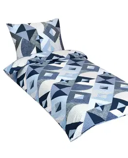 Obliečky Bellatex Bavlnené obliečky Geometria modrá, 140 x 200 cm, 70 x 90 cm