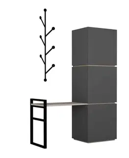 Predsieňové zostavy Dizajnová predsieňová zostava MEILO, antracit / svetlá mocca
