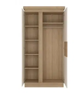 Šatníkové skrine KONDELA Leonardo LYOS01 dvojdverová šatníková skriňa dub riviera / biela