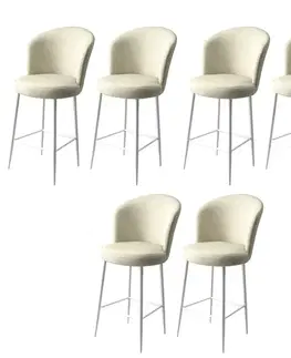 Barové stoličky Bar Stool Set (6 Pieces) Fora - Cream, White