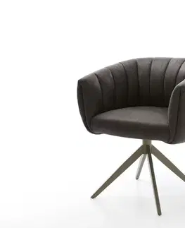 Jedálenské stoličky DELIFE Jedálenská stolička Jada-Flex mikrovlákno antracitová vintage krížová podstava široká titánová farba 360° otočná hojdacia funkcia vrecková pružina