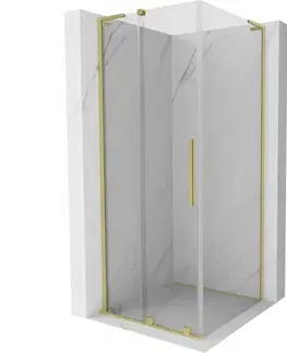 Sprchovacie kúty MEXEN/S - Velar L sprchovací kút, posuvné dvere 110 x 110, transparent, zlato kartáčovaná 871-110-110-03-55