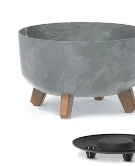 Kvetináče a truhlíky NABBI DGRL300LE plastový kvetináč na nožičkách 28,5 cm sivý betón