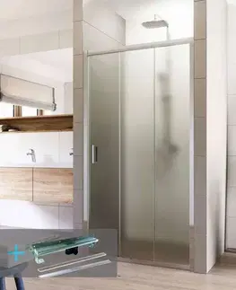 Sprchovacie kúty Mereo Sprchové set: LIMA, trojdielne, zasúvacie,  90x190 cm, chróm ALU, sklo Point, žlab k stene vr. roštu CK80622KZ