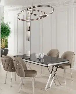 Jedálenské sety Dining Table & Chairs Set (5 Pieces) Rigel - Black Marble, Chrome, Cappuccino
