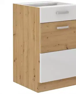 Kuchynské skrinky stojace Skrinka do kuchyne ARTISAN biela lesklá 50D 1F 1S